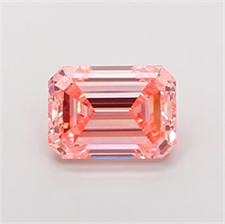 Picture of Lab Grown Diamond 3.07 Carats, Emerald with  Cut, Fancy Vivid Pink Color, VS1 Clarity and Certified by IGI