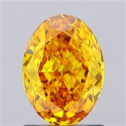 Picture of Lab Grown Diamond 1.28 Carats, Oval with  Cut, Fancy Vivid Yellow Color, VS1 Clarity and Certified by IGI
