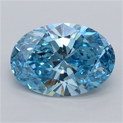 Picture of Lab Grown Diamond 2.05 Carats, Oval with  Cut, Fancy Vivid Blue Color, VVS1 Clarity and Certified by IGI