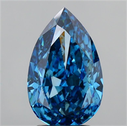 Picture of Lab Grown Diamond 3.63 Carats, Pear with  Cut, Fancy Vivid Blue Color, VS2 Clarity and Certified by IGI