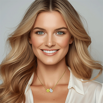 1 carat Canary Yellow and 1 carat Pear lab diamond Min F VS1 Ready to wear