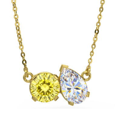 1 carat Canary Yellow and 1 carat Pear lab diamond Min F VS1 Ready to wear
