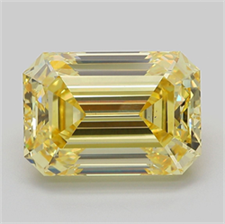 Picture of Lab Grown Diamond 6.75 Carats, Emerald with  Cut, Fancy Intense Yellow Color, VS2 Clarity and Certified by IGI