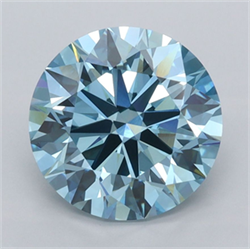 Picture of Lab Grown Diamond 3.05 Carats, Round with Excellent Cut, Fancy Vivid Blue Color, VVS2 Clarity and Certified by IGI
