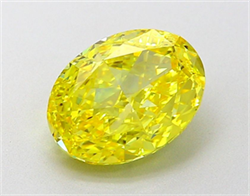 Picture of Lab Grown Diamond 2.02 Carats, Oval with  Cut, Fancy Vivid Yellow Color, VVS2 Clarity and Certified by IGI