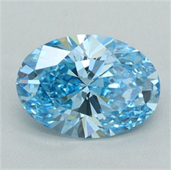 Picture of Lab Grown Diamond 1.53 Carats, Oval with  Cut, Fancy Vivid Blue Color, VVS1 Clarity and Certified by IGI