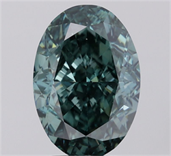 Picture of Lab Grown Diamond 4.08 Carats, Oval with  Cut, Fancy Vivid Green Color, VS2 Clarity and Certified by IGI