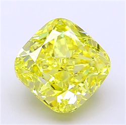 Picture of Lab Grown Diamond 1.78 Carats, CUSHION MODIFIED with  Cut, Fancy Vivid Yellow Color, VVS2 Clarity and Certified by IGI