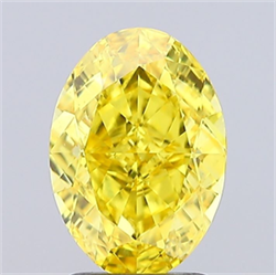 Picture of Lab Grown Diamond 2.51 Carats, Oval with  Cut, Fancy Vivid Yellow Color, VVS2 Clarity and Certified by IGI