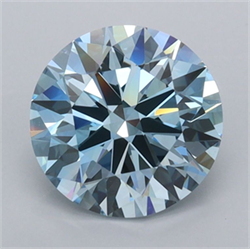 Picture of Lab Grown Diamond 1.91 Carats, Round with Ideal Cut, Fancy Vivid Blue Color, VVS1 Clarity and Certified by IGI