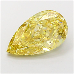 Picture of Lab Grown Diamond 4.05 Carats, Pear with  Cut, Fancy Intense Yellow Color, VS1 Clarity and Certified by IGI