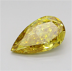 Picture of Lab Grown Diamond 1.73 Carats, Pear with  Cut, Fancy Vivid Yellow Color, VVS2 Clarity and Certified by IGI