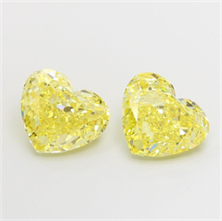 Picture of Lab Grown Diamond 3.03 Carats, Heart with  Cut, Fancy Vivid Yellow Color, VS2 Clarity and Certified by IGI