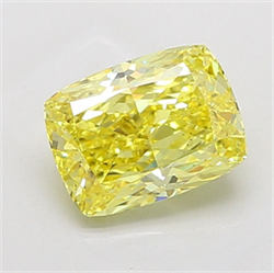 Picture of Lab Grown Diamond 3.53 Carats, CUSHION MODIFIED with  Cut, Fancy Vivid Yellow Color, VS1 Clarity and Certified by IGI
