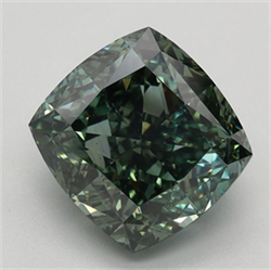 Picture of Lab Grown Diamond 3.17 Carats, CUSHION MODIFIED with  Cut, Fancy Vivid Green Color, VS1 Clarity and Certified by IGI