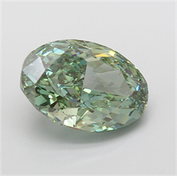 Picture of Lab Grown Diamond 5.05 Carats, Oval with  Cut, Fancy Vivid Green Color, VVS2 Clarity and Certified by IGI