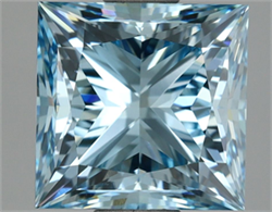 Picture of Lab Grown Diamond 2.98 Carats, Princess with  Cut, Fancy Vivid Blue Color, VVS2 Clarity and Certified by IGI