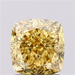 Picture of Lab Grown Diamond 1.58 Carats, CUSHION MODIFIED with  Cut, Fancy Vivid Yellow Color, VS2 Clarity and Certified by IGI