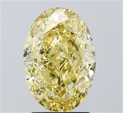 Picture of Lab Grown Diamond 3.00 Carats, Oval with  Cut, Fancy Yellow Color, VS1 Clarity and Certified by IGI