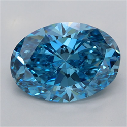 Picture of Lab Grown Diamond 2.01 Carats, Oval with  Cut, Fancy Vivid Blue Color, VVS2 Clarity and Certified by IGI