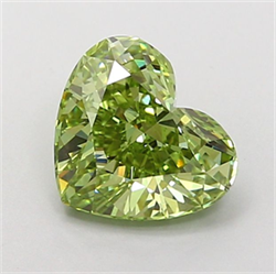 Picture of Lab Grown Diamond 1.60 Carats, Heart with  Cut, Fancy Vivid Green Color, VVS2 Clarity and Certified by IGI