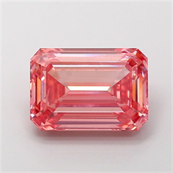 Picture of Lab Grown Diamond 5.20 Carats, Emerald with  Cut, Fancy Vivid Pink Color, VS1 Clarity and Certified by IGI
