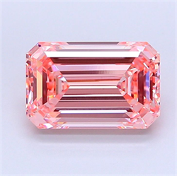 Picture of Lab Grown Diamond 4.07 Carats, Emerald with  Cut, Fancy Intense Pink Color, VVS2 Clarity and Certified by IGI