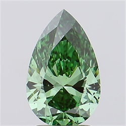 Picture of Lab Grown Diamond 1.56 Carats, Pear with  Cut, Fancy Vivid Green Color, VS2 Clarity and Certified by IGI