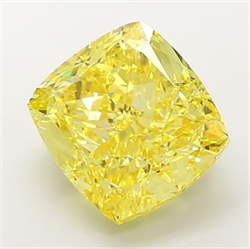 Picture of Lab Grown Diamond 13.22 Carats, CUSHION MODIFIED with  Cut, Fancy Vivid Yellow Color, VS1 Clarity and Certified by IGI