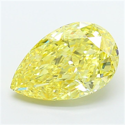 Picture of Lab Grown Diamond 5.01 Carats, Pear with  Cut, Fancy Intense Yellow Color, VS2 Clarity and Certified by IGI