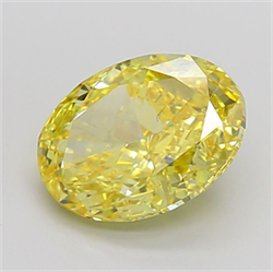Picture of Lab Grown Diamond 5.01 Carats, Oval with  Cut, Fancy Vivid Yellow Color, VS2 Clarity and Certified by IGI