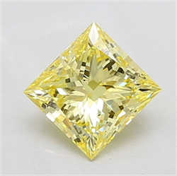 Picture of Lab Grown Diamond 2.02 Carats, Princess with  Cut, Fancy Intense Yellow Color, VS2 Clarity and Certified by IGI