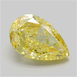 Picture of Lab Grown Diamond 5.05 Carats, Pear with  Cut, Fancy Vivid Yellow Color, VS2 Clarity and Certified by IGI
