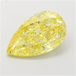 Picture of Lab Grown Diamond 4.06 Carats, Pear with  Cut, Fancy Vivid Yellow Color, VS1 Clarity and Certified by IGI