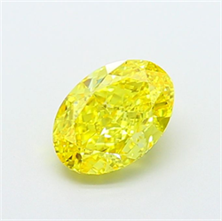 Picture of Lab Grown Diamond 1.52 Carats, Oval with  Cut, Fancy Vivid Yellow Color, IF Clarity and Certified by IGI