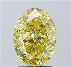 Picture of Lab Grown Diamond 3.02 Carats, Oval with  Cut, Fancy Intense Yellow Color, VS2 Clarity and Certified by IGI