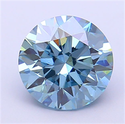 Picture of Lab Grown Diamond 2.09 Carats, Round with Ideal Cut, Fancy Vivid Blue Color, VS1 Clarity and Certified by IGI