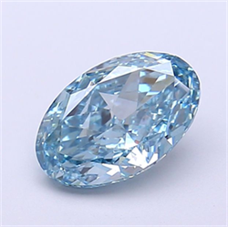 Picture of Lab Grown Diamond 1.29 Carats, Oval with  Cut, Fancy Vivid Blue Color, VS1 Clarity and Certified by IGI