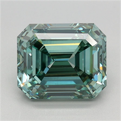 Picture of Lab Grown Diamond 2.62 Carats, Emerald with  Cut, Fancy Vivid Green Color, VS2 Clarity and Certified by IGI