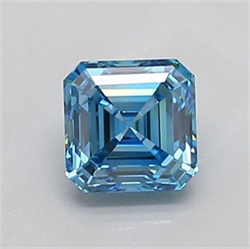 Picture of Lab Grown Diamond 1.30 Carats, Asscher with  Cut, Fancy Vivid Blue Color, VVS2 Clarity and Certified by IGI