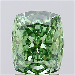 Picture of Lab Grown Diamond 2.07 Carats, CUSHION MODIFIED with  Cut, Fancy Vivid Green Color, VVS1 Clarity and Certified by IGI