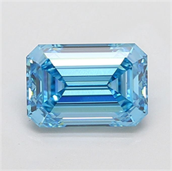 Picture of Lab Grown Diamond 3.08 Carats, Emerald with  Cut, Fancy Vivid Blue Color, VVS2 Clarity and Certified by IGI