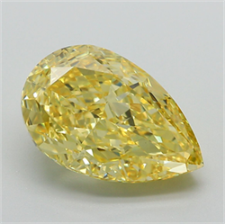 Picture of Lab Grown Diamond 6.14 Carats, Pear with  Cut, Fancy Vivid Yellow Color, VS1 Clarity and Certified by IGI