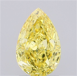 Picture of Lab Grown Diamond 1.25 Carats, Pear with  Cut, Fancy Vivid Yellow Color, VS1 Clarity and Certified by IGI