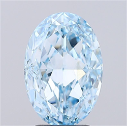 Picture of Lab Grown Diamond 3.00 Carats, Oval with  Cut, Fancy Vivid Blue Color, VS1 Clarity and Certified by IGI