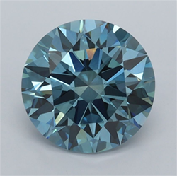 Picture of Lab Grown Diamond 2.42 Carats, Round with Ideal Cut, Fancy Vivid Blue Color, VVS2 Clarity and Certified by IGI