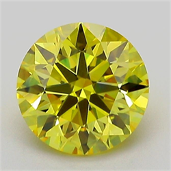 Picture of Lab Grown Diamond 1.52 Carats, Round with Ideal Cut, Fancy Vivid Yellow Color, VVS2 Clarity and Certified by IGI