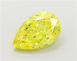 Picture of Lab Grown Diamond 1.50 Carats, Pear with  Cut, Fancy Vivid Yellow Color, VVS2 Clarity and Certified by IGI