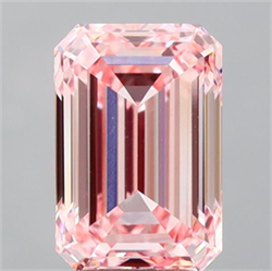 Picture of Lab Grown Diamond 3.10 Carats, Emerald with  Cut, Fancy Intense Pink Color, VS1 Clarity and Certified by IGI