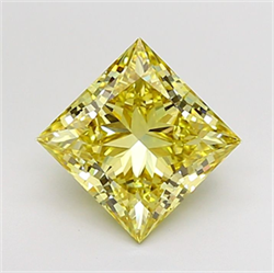 Picture of Lab Grown Diamond 3.10 Carats, Princess with  Cut, Fancy Yellow Color, VVS2 Clarity and Certified by IGI
